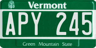 VT license plate APY245