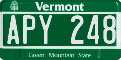 VT license plate APY248
