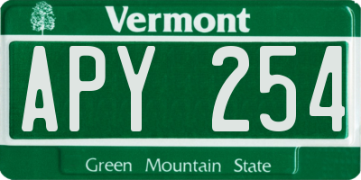 VT license plate APY254