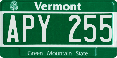 VT license plate APY255