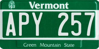 VT license plate APY257