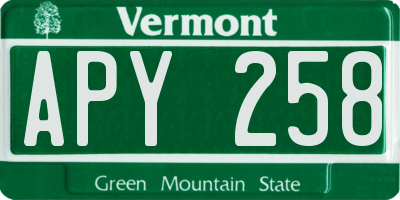 VT license plate APY258