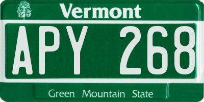 VT license plate APY268