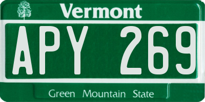 VT license plate APY269