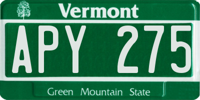 VT license plate APY275