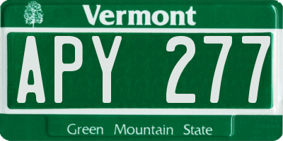 VT license plate APY277
