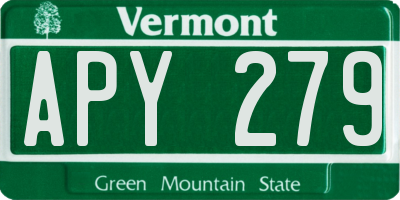 VT license plate APY279