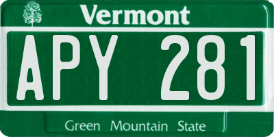 VT license plate APY281