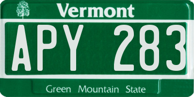 VT license plate APY283