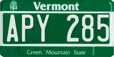 VT license plate APY285