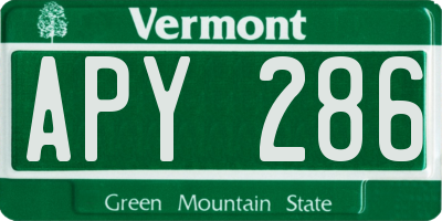 VT license plate APY286