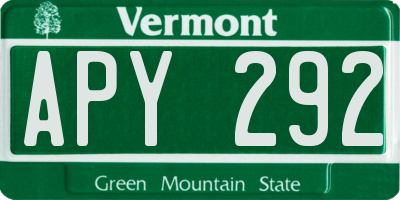 VT license plate APY292