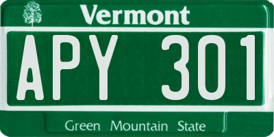 VT license plate APY301