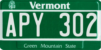 VT license plate APY302