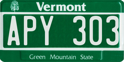VT license plate APY303