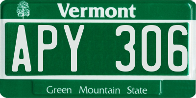 VT license plate APY306