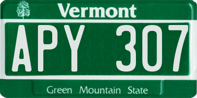 VT license plate APY307