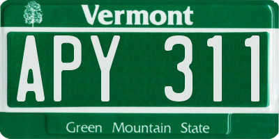 VT license plate APY311