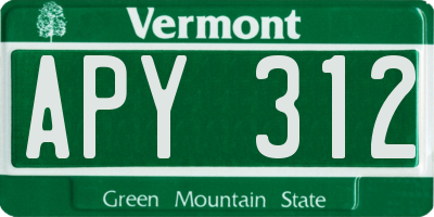 VT license plate APY312