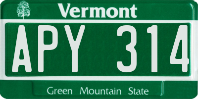 VT license plate APY314