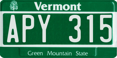 VT license plate APY315