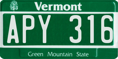 VT license plate APY316
