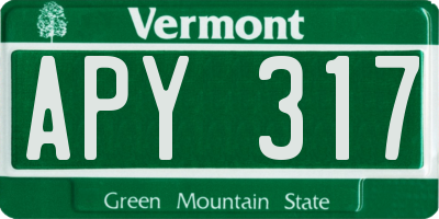 VT license plate APY317