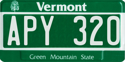 VT license plate APY320