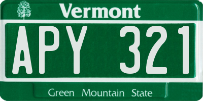VT license plate APY321