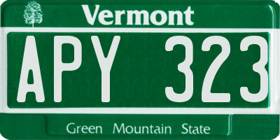 VT license plate APY323