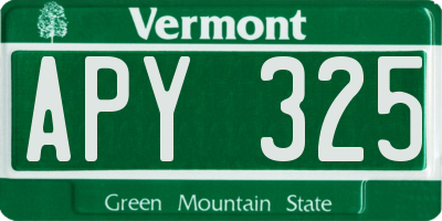 VT license plate APY325