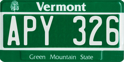 VT license plate APY326
