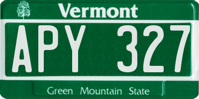 VT license plate APY327