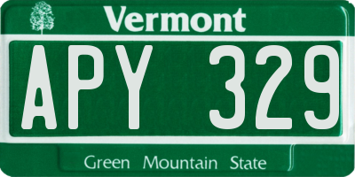 VT license plate APY329