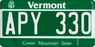 VT license plate APY330