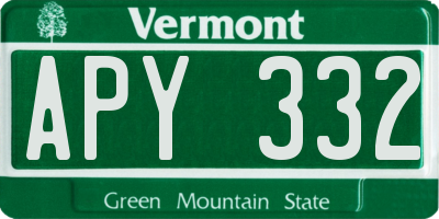 VT license plate APY332