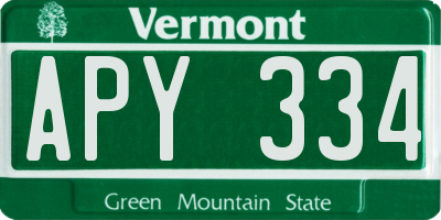 VT license plate APY334