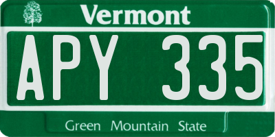 VT license plate APY335