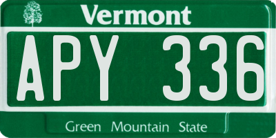 VT license plate APY336