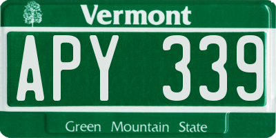VT license plate APY339