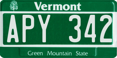 VT license plate APY342