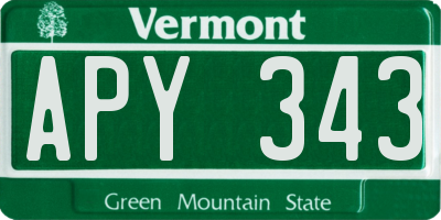 VT license plate APY343