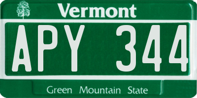 VT license plate APY344
