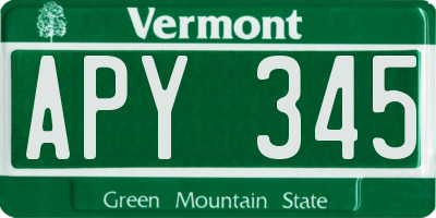 VT license plate APY345
