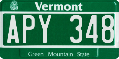 VT license plate APY348