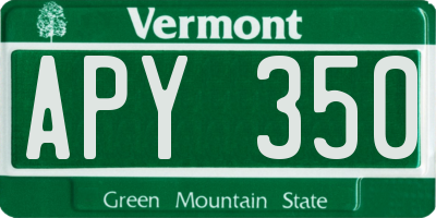 VT license plate APY350