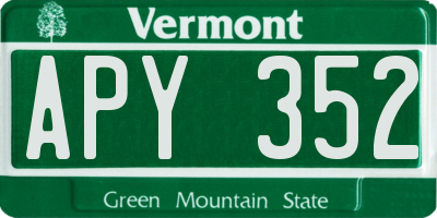 VT license plate APY352