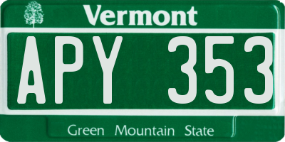 VT license plate APY353