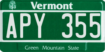 VT license plate APY355
