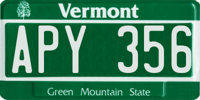 VT license plate APY356